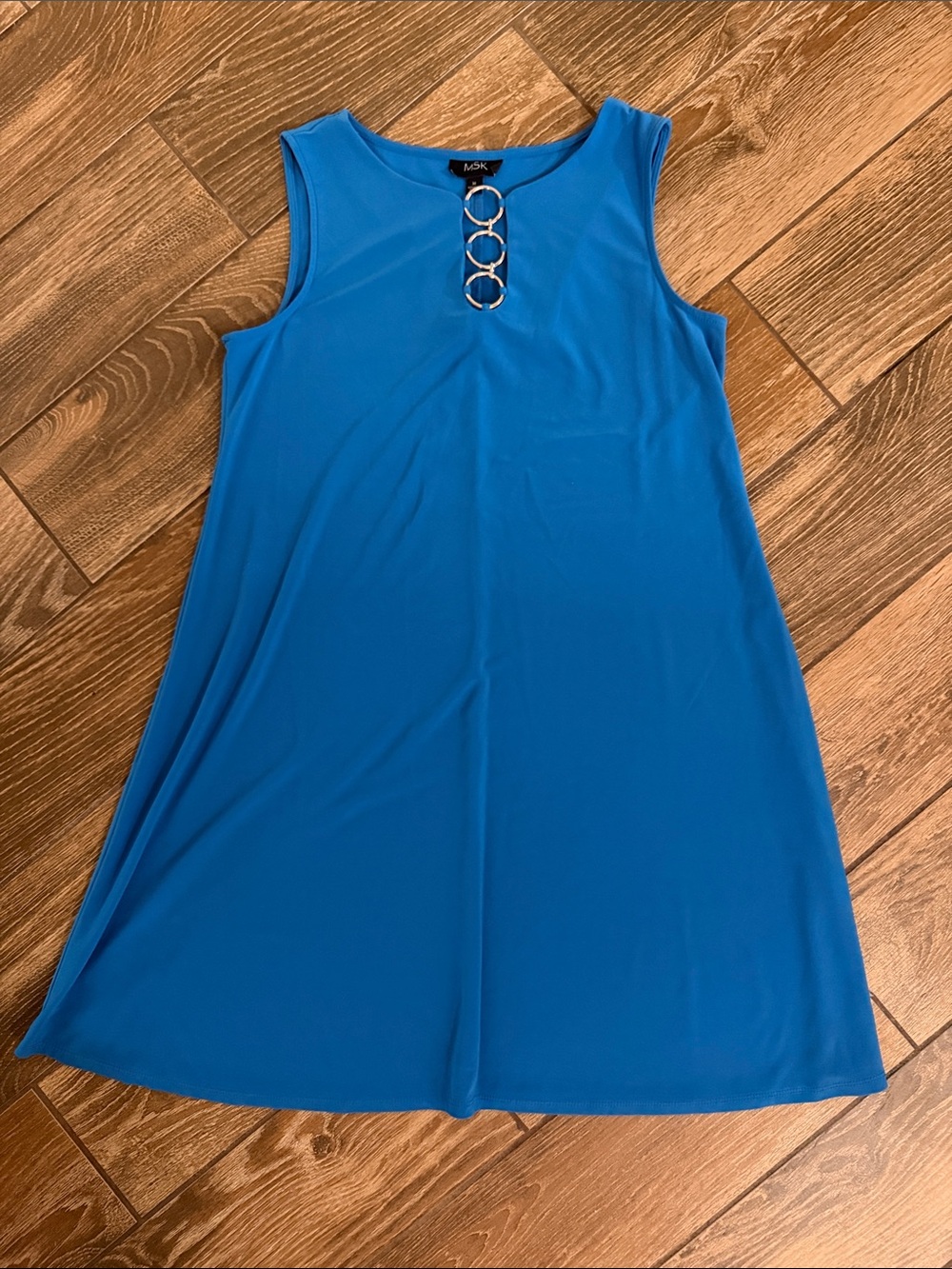 MSK Sleeveless Midi Dress with Decorative Rings - Bright Blue